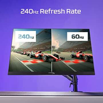 HyperX Armada 25 – Gaming Monitor – 24.5-inch Diagonal, FHD (1920x1080), 240Hz Refresh Rate, IPS Panel, 1ms Response Time, NVIDIA® G-SYNC® Compatible, Desk Mount Included - HDMI and Display Port