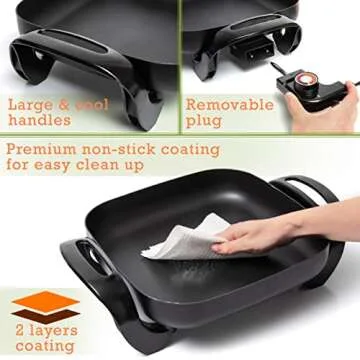 Moss & Stone 12 Inch Nonstick Electric Skillet with Lid