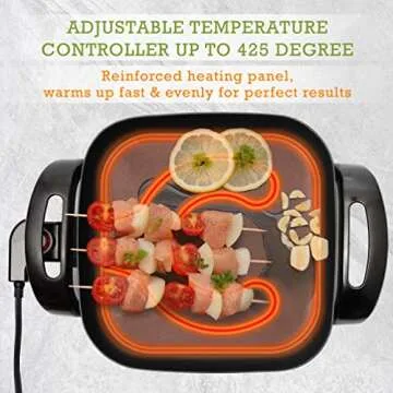 Moss & Stone 12 Inch Nonstick Electric Skillet with Lid