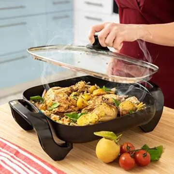 Moss & Stone 12 Inch Nonstick Electric Skillet with Lid
