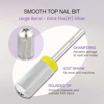 PANA 3/32" Large Smooth Round Top Safety Carbide Nail Drill Bit for Gel Polish & Acrylic Removal Nai...