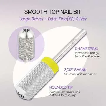 PANA 3/32" Large Smooth Round Top Safety Carbide Nail Drill Bit for Gel Polish & Acrylic Removal Nai...