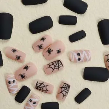 Halloween Cute Press On Nails 24Pcs for Festive Looks
