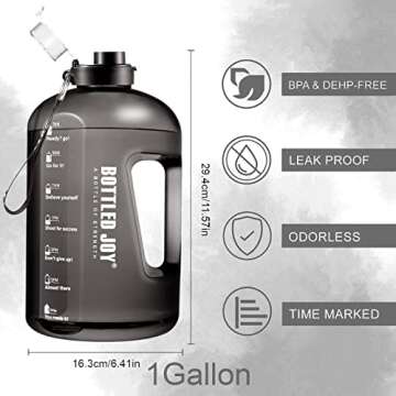 JIMACRO Water Bottle, BOTTLED JOY 1 Gallon Sports Water Bottle with Time Markings and Reusable, 128 ...