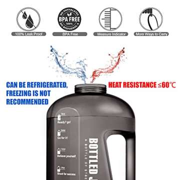 JIMACRO Water Bottle, BOTTLED JOY 1 Gallon Sports Water Bottle with Time Markings and Reusable, 128 Oz Leakproof DUNDUN Water Bottle BPA-Free, Flip Top for Sports, Cycling, Camping