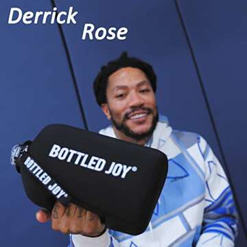 JIMACRO Water Bottle, BOTTLED JOY 1 Gallon Sports Water Bottle with Time Markings and Reusable, 128 Oz Leakproof DUNDUN Water Bottle BPA-Free, Flip Top for Sports, Cycling, Camping