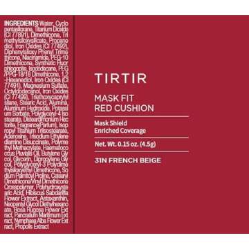 TIRTIR Mask Fit Red Cushion Foundation | Full coverage, Weighless, Skin fit, Satin Glow Finish, Korean cushion foundation (#31N French Beige, 0.63 Fl Oz (Pack of 1))