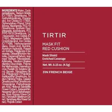 TIRTIR Mask Fit Red Cushion Foundation | Full coverage, Weighless, Skin fit, Satin Glow Finish, Korean cushion foundation (#31N French Beige, 0.63 Fl Oz (Pack of 1))