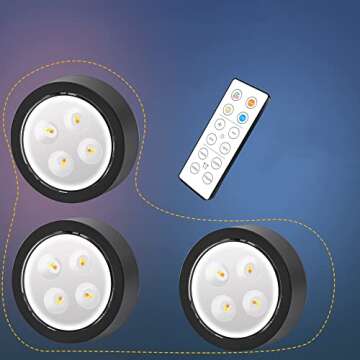 3-Pack Picture Light Battery Operated, Magnetic Led Lights with Remote, Dimmable and Timer Painting ...