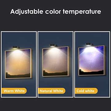 3-Pack Picture Light Battery Operated, Magnetic Led Lights with Remote, Dimmable and Timer Painting Light, Art Display Light for Picture Frame Artworking Portrait, Home Wall Decor Puck Lights, Black