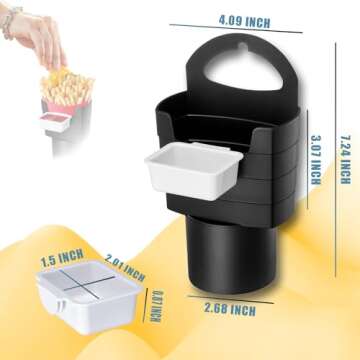 XIMINZ French Fry Holder for Car - 2 Pack Gift with Dipping Sauce Holder