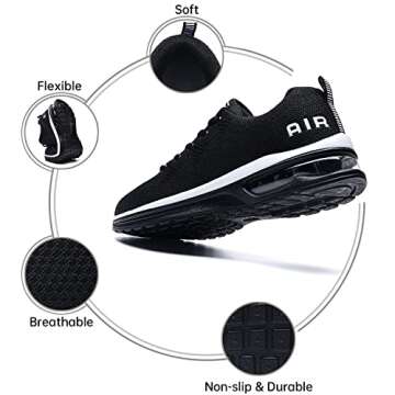 QAUPPE Womens Fashion Lightweight Air Sports Walking Sneakers Breathable Gym Jogging Running Tennis ...