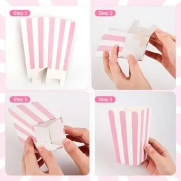 Gosknor Pink Popcorn Boxes 24 Pcs for Parties