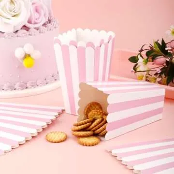 Gosknor Pink Popcorn Boxes 24 Pcs for Parties