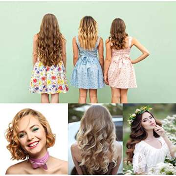 Newlemo 3 Barrel Curling Iron 25mm, 1-Inch Crimper Hair Iron Temperature Adjustable, Hair Crimper Ceramic Tourmaline Fast Heating Curling Wand with Heat Resistant Glove(Pink)