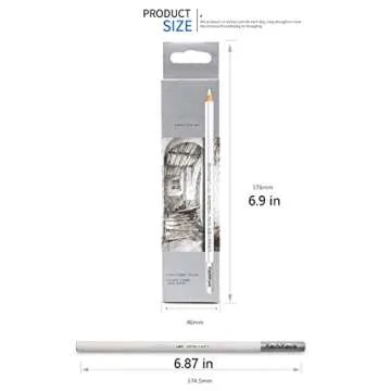 KachiKawa Sketch Highlight Pencil Pen Charcoal White Sketch Pencil Painting Special White Charcoal 12 PCS (White Charcoal Pencil)
