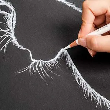 KachiKawa Sketch Highlight Pencil Pen Charcoal White Sketch Pencil Painting Special White Charcoal 12 PCS (White Charcoal Pencil)
