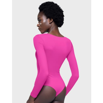 PUMIEY Long Sleeve Bodysuits for Women, Sweetheart Neck