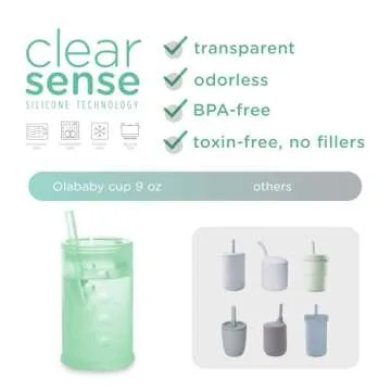 Olababy Clear View Silicone Training Cup with Straw Lid | Toddler Sippy Trainer 12mo+ | Unbreakable Water Drinking Cups for Kids 2yr+ | Baby Led Weaning & Feeding Supplies (Lilac, 9 oz)