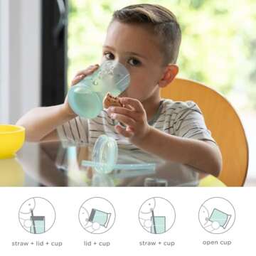 Olababy Clear View Silicone Training Cup with Straw Lid | Toddler Sippy Trainer 12mo+ | Unbreakable Water Drinking Cups for Kids 2yr+ | Baby Led Weaning & Feeding Supplies (Lilac, 9 oz)