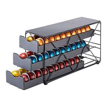 FlagShip for Nespresso Pod Holder Vertuo Pod Drawer Large Mullti Tier Coffee Pod Holder(3 Tier (60Pods Capacity))