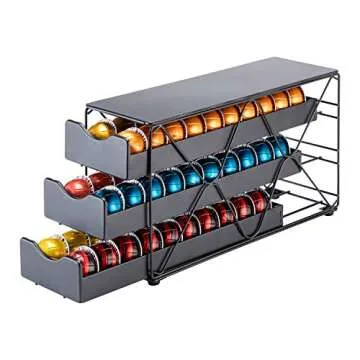 FlagShip for Nespresso Pod Holder Vertuo Pod Drawer Large Mullti Tier Coffee Pod Holder(3 Tier (60Pods Capacity))