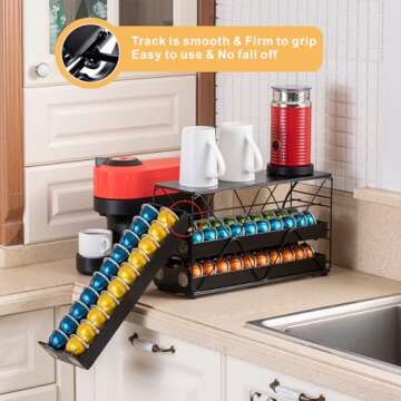 FlagShip for Nespresso Pod Holder Vertuo Pod Drawer Large Mullti Tier Coffee Pod Holder(3 Tier (60Pods Capacity))