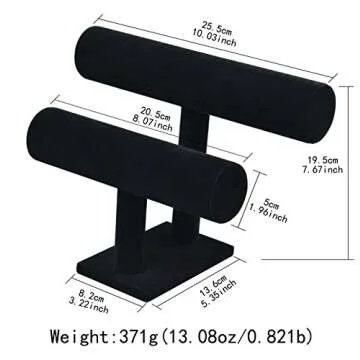 Stratalife Bracelet Holder Bracelet Organizer Bracelet Display Stand T-Bar Jewelry Display Necklace Holder Stand Watch Holder Jewelry Organizer for Bangle Necklace Black (2 Tair)