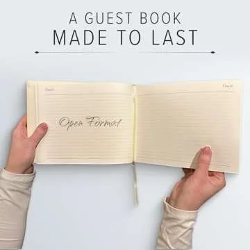 Gallery Leather Guest Book Wedding, Party, Special Events, add Polaroid Photos, 192 Lined Pages, Bonded Leather, Hardcover - Acadia Tan