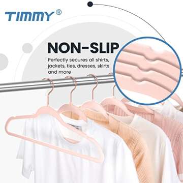 TIMMY Hangers Velvet Hangers - Suit Hangers (50-Pack) Ultra Thin Space Saving Coat Hanger and Heavy Duty Clothes Hangers Hold Up-to 10 Lbs-Blush Pink/Rosegold Clothing Hangers