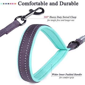 VIVAGLORY Traffic Handle Dog Leash: Soft Padded, Durable, Reflective