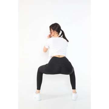 trilece Black Leggings for Women - Yoga Pants High Waisted with Pockets - Tummy Control Athletic Seamless Clothes for Workout