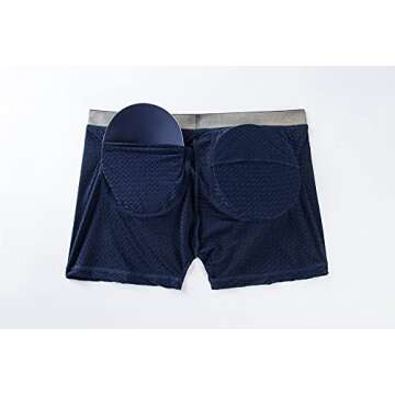 JOCKMAIL Mesh Mens Underwear Boxer Back Mens Padded Underwear Boxer with Hip Pad Men's Boxers (as1, alpha, m, regular, regular, Navy)