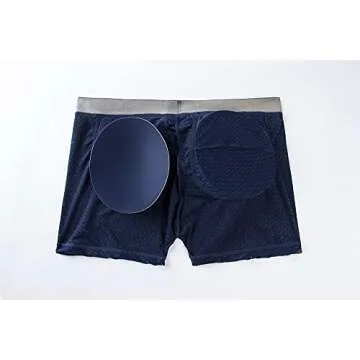 JOCKMAIL Mesh Mens Underwear Boxer Back Mens Padded Underwear Boxer with Hip Pad Men's Boxers (as1, alpha, m, regular, regular, Navy)