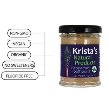 Organic Peppermint Toothpaste Made by Krista's Natural Products - 75 g (2.6 oz)