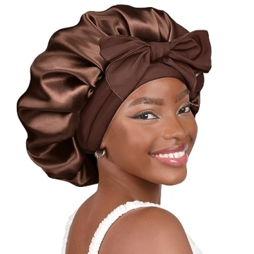 YANIBEST Silk Bonnet - Double Layer Satin Hair Bonnet with Tie Band
