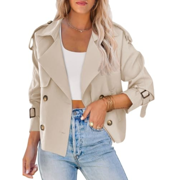 Elegant Saodimallsu Women's Cropped Trench Coat - Stylish & Versatile