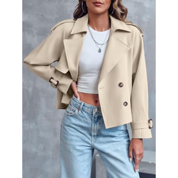 Saodimallsu Women's Stylish Cropped Trench Coat