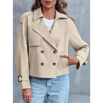 Saodimallsu Women's Stylish Cropped Trench Coat