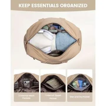 LOVEVOOK Travel Duffel, Gym Bag for Women with Shoe Compartment, Carry-On Weekender with Wet Pocket for Sports