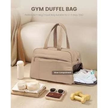 LOVEVOOK Travel Duffel, Gym Bag for Women with Shoe Compartment, Carry-On Weekender with Wet Pocket for Sports