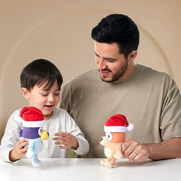 Bluey 7-8" Plush Soft Toy Bundle Includes Festive and Bingo Christmas Holidays Season Plush with Santa Hats