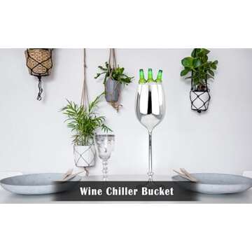 Large Champagne Glass Premium Aluminum Free Standing Nickel Plated Wine Chiller | Wine Coolers & Cellar With Ice Bucket | Kitchen & Bar Wares | Nagina International