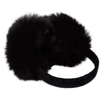 LETHMIK Women's Faux Fur Foldable Big Earmuffs Winter Outdoor Ear Warmers Black