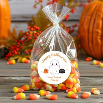 Emma Pink Studio Personalized Halloween Ghost & Friends Stickers, Custom Kids Happy Halloween Party ...