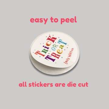 Emma Pink Studio Personalized Halloween Ghost & Friends Stickers, Custom Kids Happy Halloween Party Favor Treat Bags School Event Labels (2" - 20 stickers/set, Ghost - Orange)