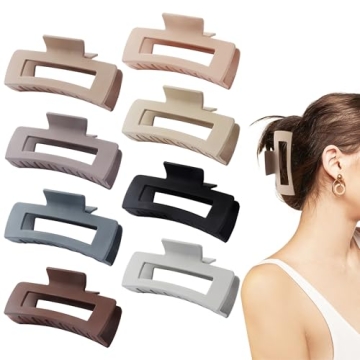 Beauty.H.C Jumbo Nonslip Claw Hair Clips - 8 Neutral Colors for Thick Hair