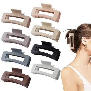 Beauty.H.C Jumbo Nonslip Claw Hair Clips - 8 Neutral Colors for Thick Hair
