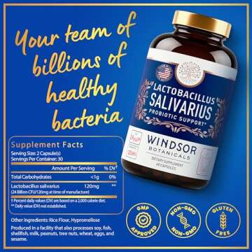 Lactobacillus Salivarius Probiotic - 24bn CFU L Salivarius Dental Probiotics for Teeth and Gums - Bad Breath Treatment for Adults, Immune Support, Digestive Health - 60 Oral Probiotic Capsules