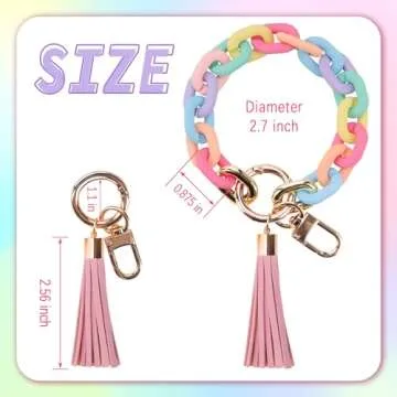 GIEMSON Acrylic Bangle Key Ring Wristlet Keychain Chunky Chain Link Key Ring Bracelets for Women Boho Car Keychain Holder